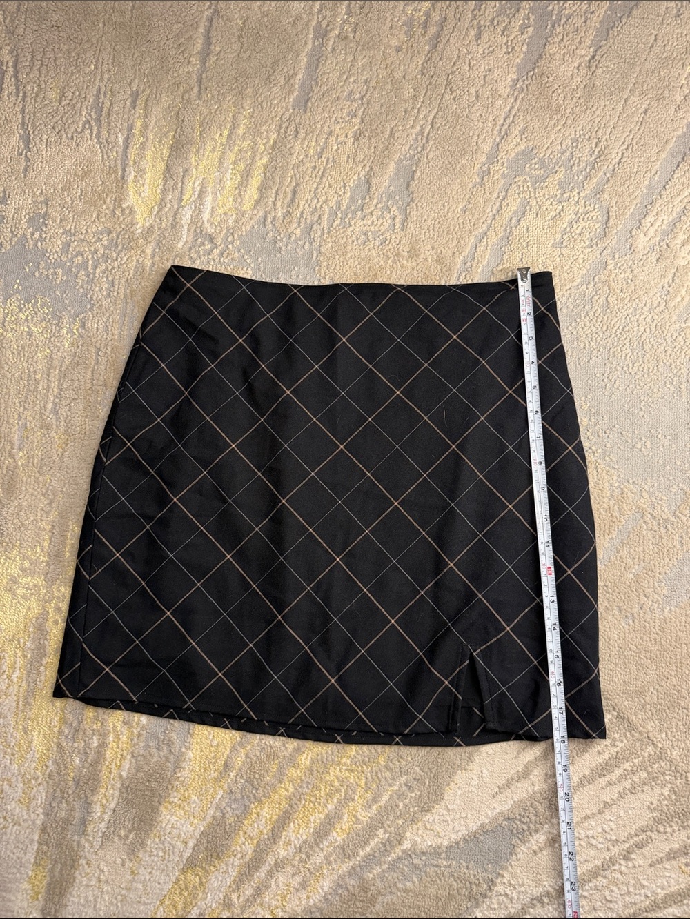 Abercrombie & Fitch Black Mini Skirt with Tan Windowpane